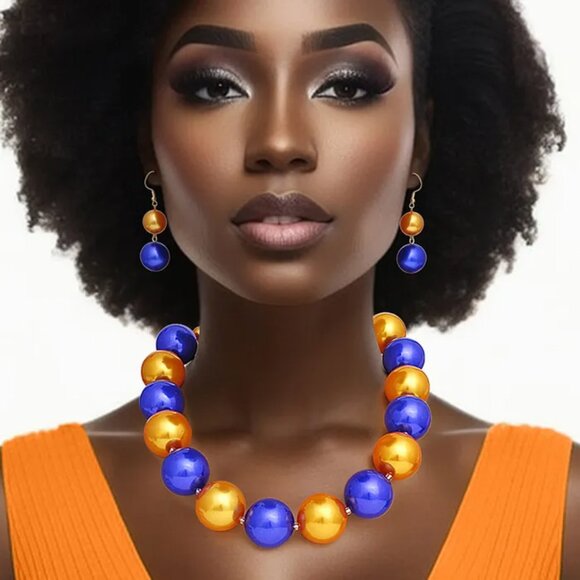 Blue & Gold SGRHO Jumbo Pearl Set - Picture 1 of 2